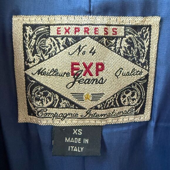 Vintage 90s Express Made in Italy Blanket Print Wool Blend Oversized Blazer XS - Picture 6 of 8